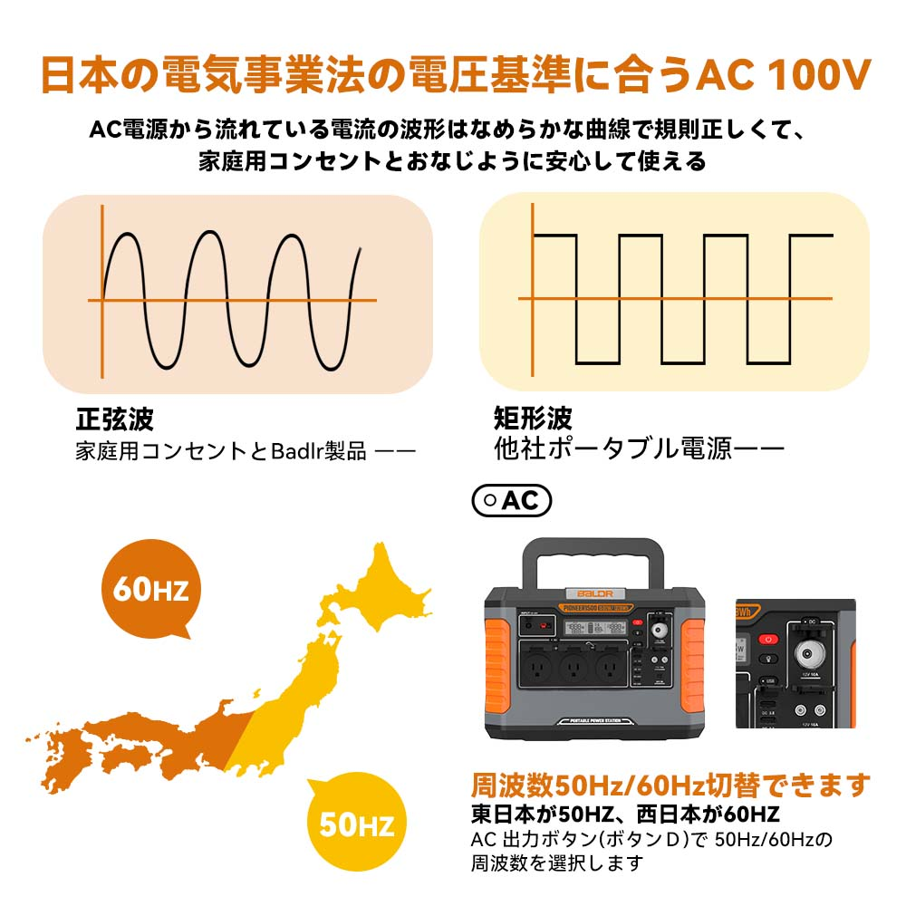 BALDR PIONEER600 高出力 ポータブルバッテリー 家庭用蓄電池 100V 50/60Hz対応 停電対策 R1003 - 画像 (5)